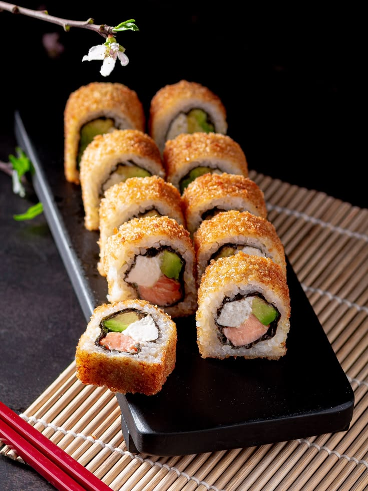 Rolls crunch panés et rolls cristal translucides