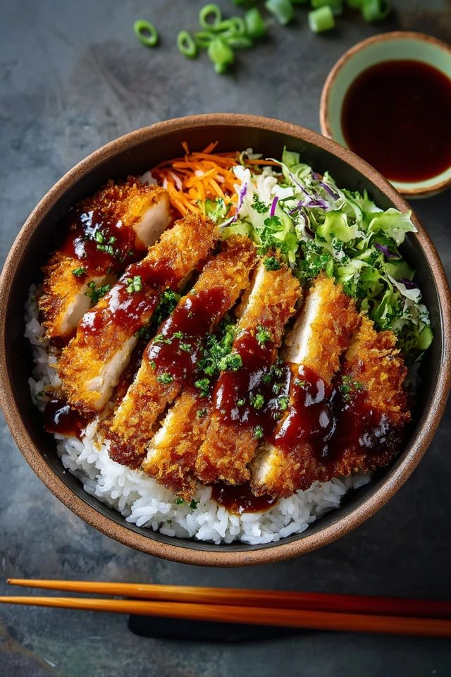 Donburi de riz au poulet katsu et sauce spicy mayo